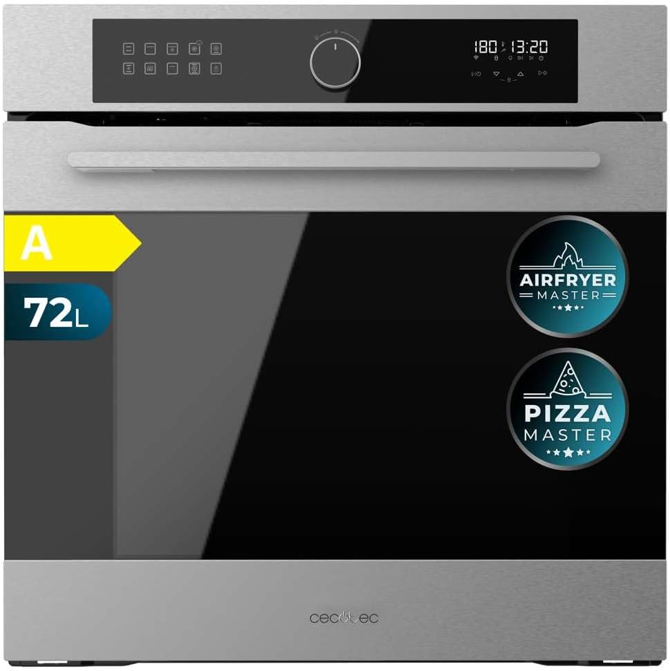Cecotec Piekarnik do zabudowy, AF316000, 60 cm – 72 l, 3400 W, Srebrny, stal nierdzewna – funkcja grilla