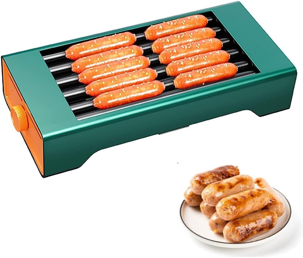 Grill, 42x12x9,5 cm, 220 V, 150 W – Czarny, stal nierdzewna, Hot-Maszyna, 0 do 180°C – Restauracja, Dla Kuchnia