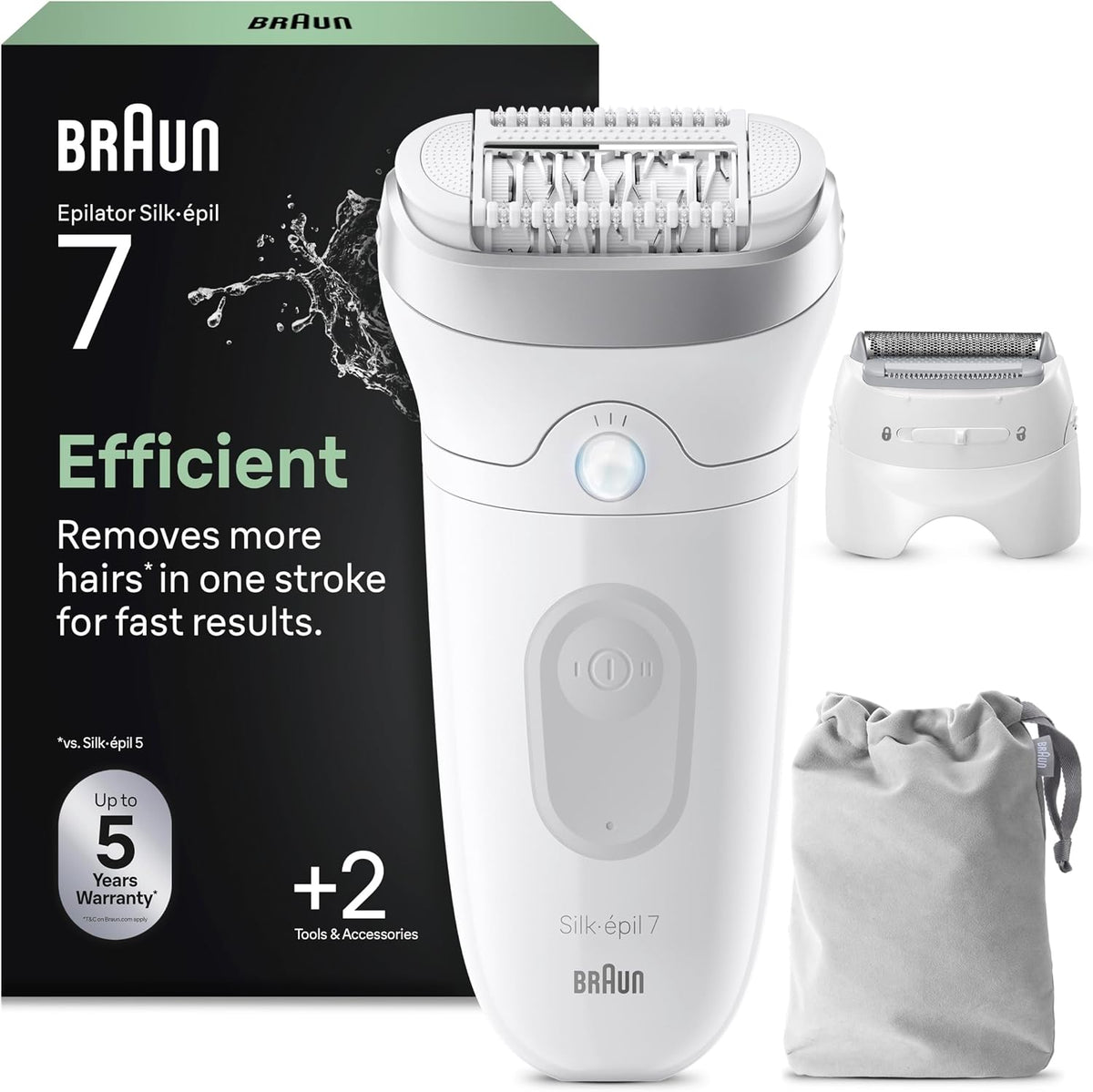 Pilatory i akcesoria Braun, 0,5 mm – Brązowy / Biały / Srebrny, praca bezprzewodowa, Aparatura do usuwania włosów z włosów, dla kobiet – biały