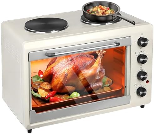 MJMLUCK Grill, 2000 W – 56 l, 30 cm, Biały, timer – automatyczne wyłączanie, Mini piekarnik 2000 W