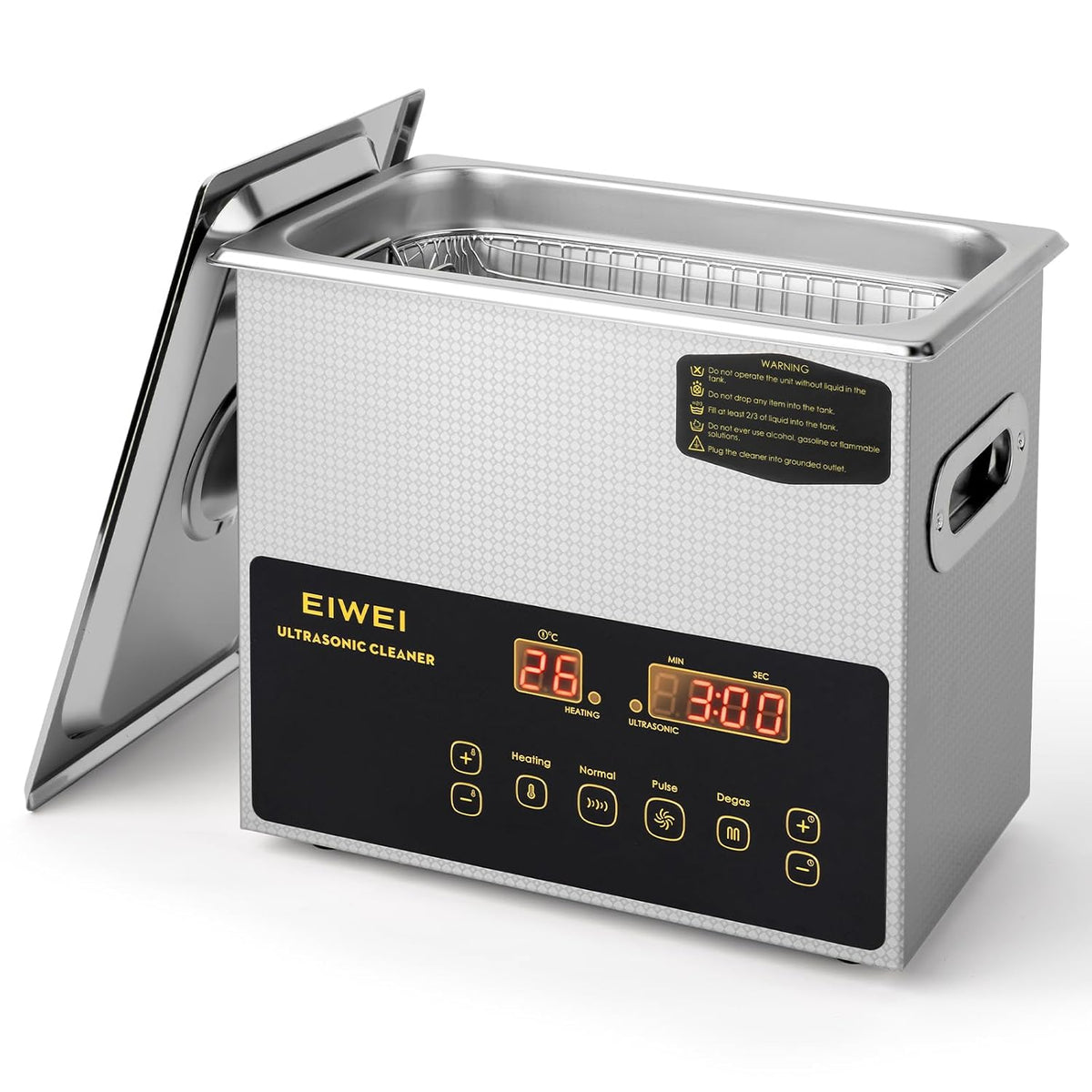 EIWEI Środki czyszczące laboratoryjne, 3 l – 120 W, 24 × 14 × 10 cm, Czarny, stal nierdzewna – Elektryczny grzejnik 40kHz, licznik