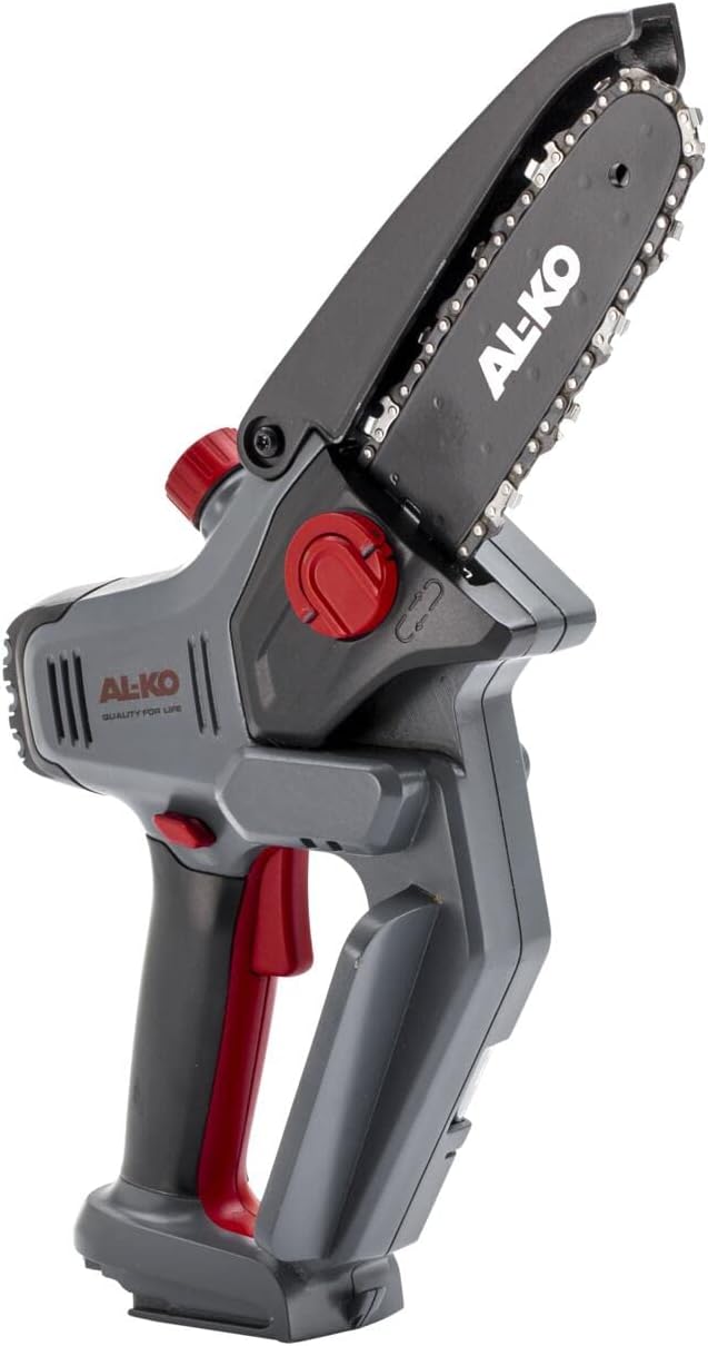 Piły łańcuchowe AL-KO – 18 V, 15 cm, 30 ml, Czerwony/Szary/Czarny – Akumulatorowa mini piła łańcuchowa CSM 1815, 18 V litowo-jonowa