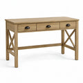 Schreibtisch aus Holzwerkstoff mit 3 Schubladen, Naturbraun/Schwarz, 120 × 50 × 75 cm, Landhausstil