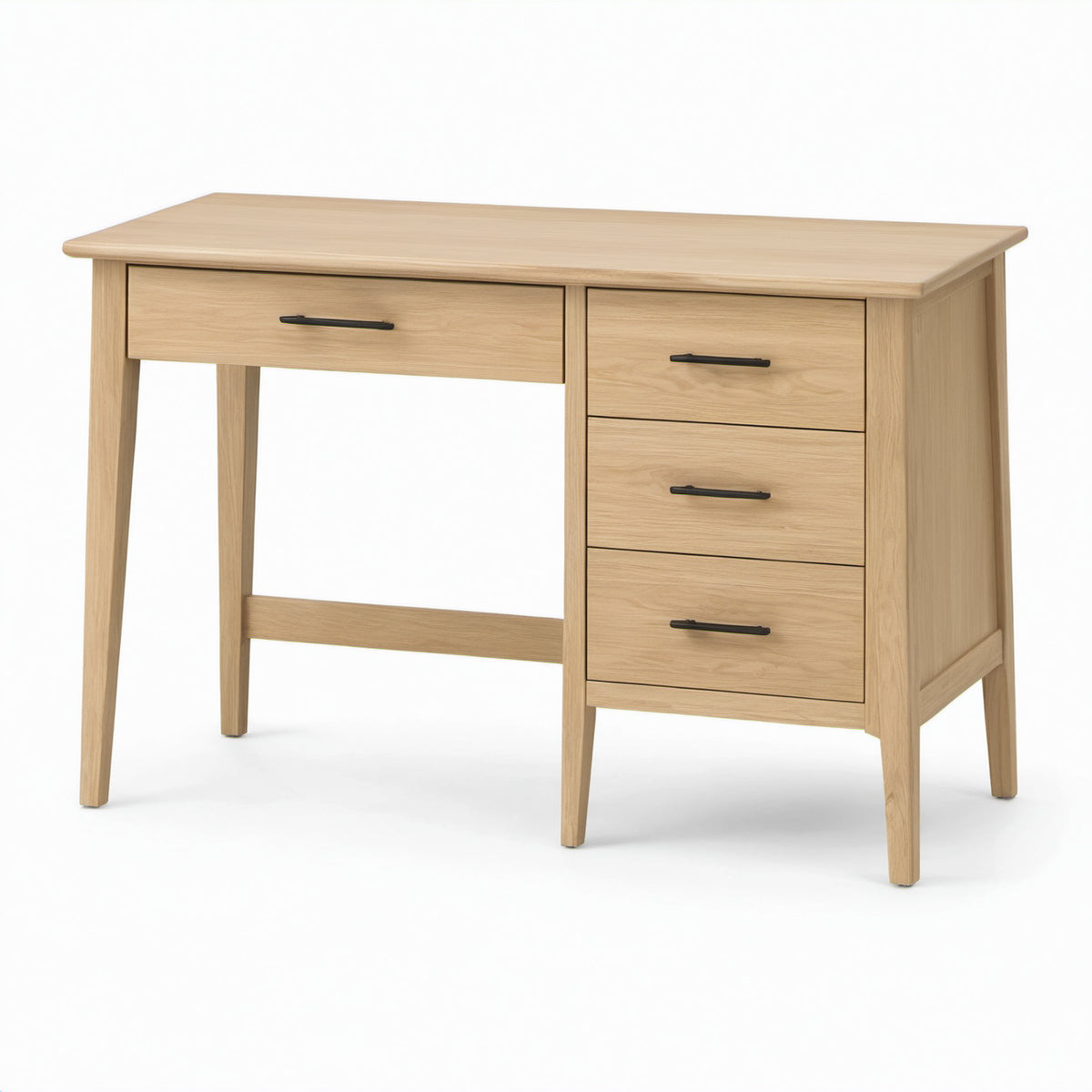 Schreibtisch im Landhausstil mit 4 Schubladen, Natur/Schwarz, 120 × 50 × 78 cm