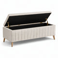 Gepolsterte Sitzbank mit Stauraum und Klappdeckel, Beige, 120 × 40 × 45 cm