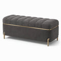 Gepolsterte Sitzbank mit samtähnlichem Textilbezug, Anthrazit/Gold, 120 × 45 × 45 cm