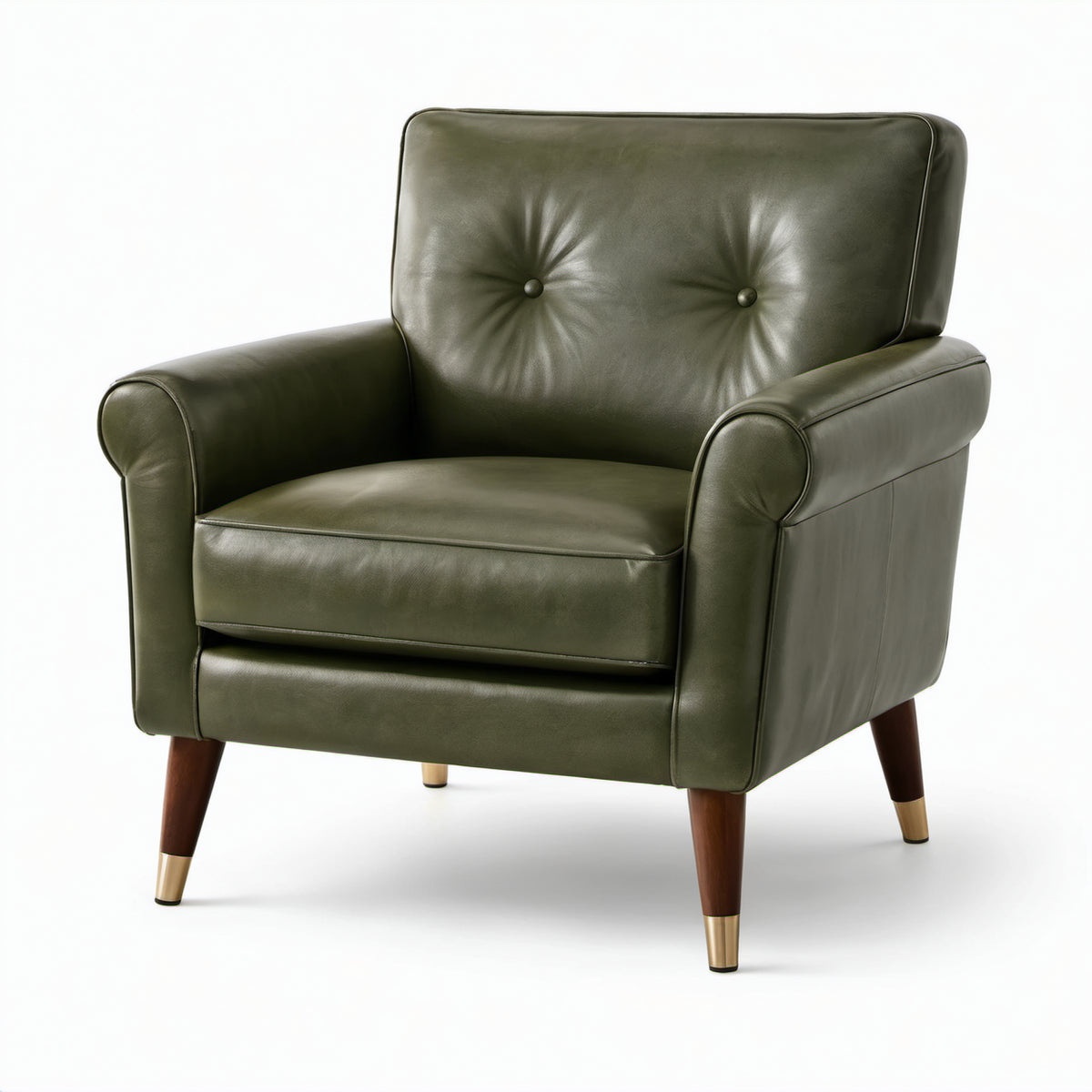 Gepolsterter Retro-Sessel aus Kunstleder in Olivgrün, 90 × 85 × 88 cm