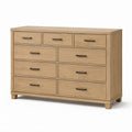 Kommode mit 9 Schubladen, 140 × 45 × 100 cm, Holzwerkstoff, Eichefarben/Schwarz, Landhausstil
