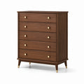 Schubladenkommode mit 5 Schubladen, 85 × 40 × 110 cm, Braun/Gold, Retro-Stil