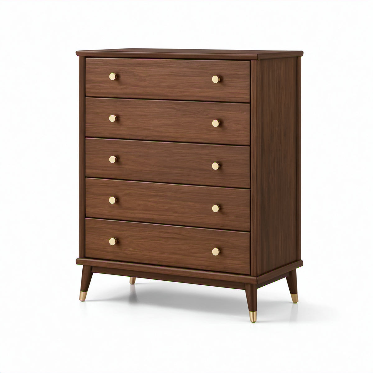 Schubladenkommode mit 5 Schubladen, 85 × 40 × 110 cm, Braun/Gold, Retro-Stil