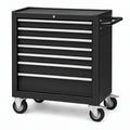 Abschließbarer Werkzeugwagen aus Stahl mit 7 Schubladen und 4 Lenkrollen, 77 × 46 × 97 cm, Schwarz/Silber
