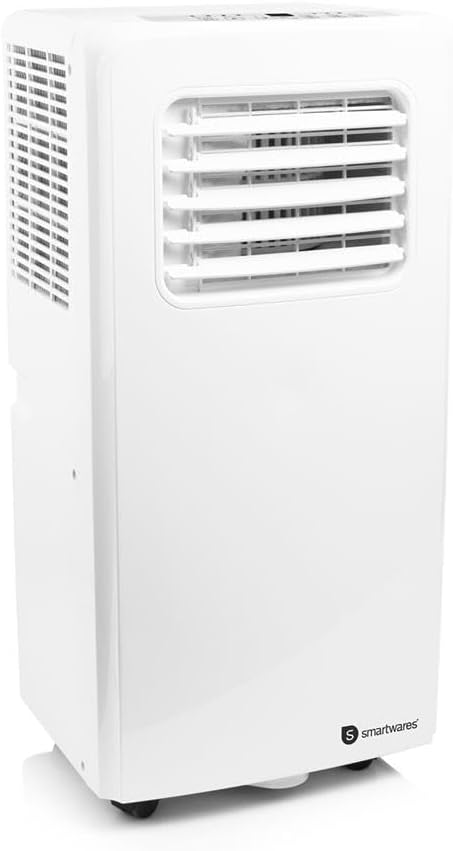 Klimatyzator przenośny Smartwares – klimatyzator mobilny, 3 W, 68 × 28 cm, 9000 BTU – Biały, 3 w 1, Klimatyzator, E- class – przenośny, licznik czasu