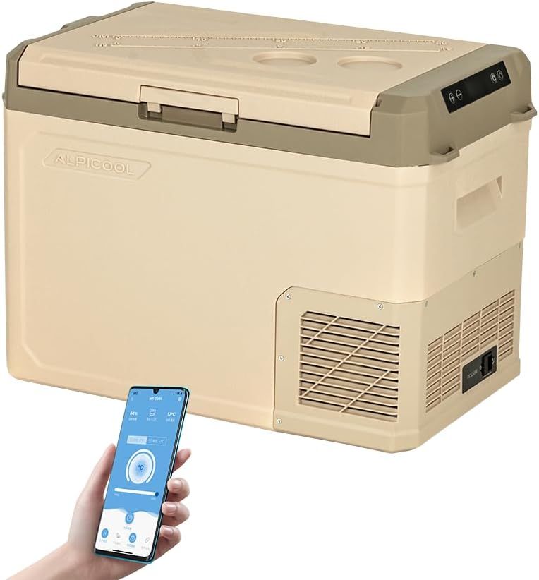 Alpicool Lodówka, GE40, 40 L – 24 V, Beżowy, GE40 40L Przenośna Samochodowa - Chłodziarka 12/24V DC do Auta, Kempingu – Podróży