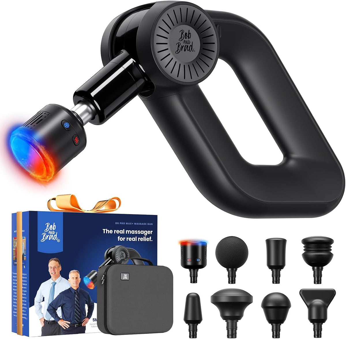 Masażer elektryczny BOB AND BRAD, 10 mm – 16 kg, 40 dB, Czarny, oświetlenie LED – BRAD D6 Pro Max + Masaż z głowicą ciepłą i zimną