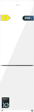 Cecotec Lodówka, 180 x 55 cm – 250 l, Biały, oświetlenie LED, No Frost – kompresor, białe szkło 180 x 55 cm, klasa energetyczna D, Multi Air Flow