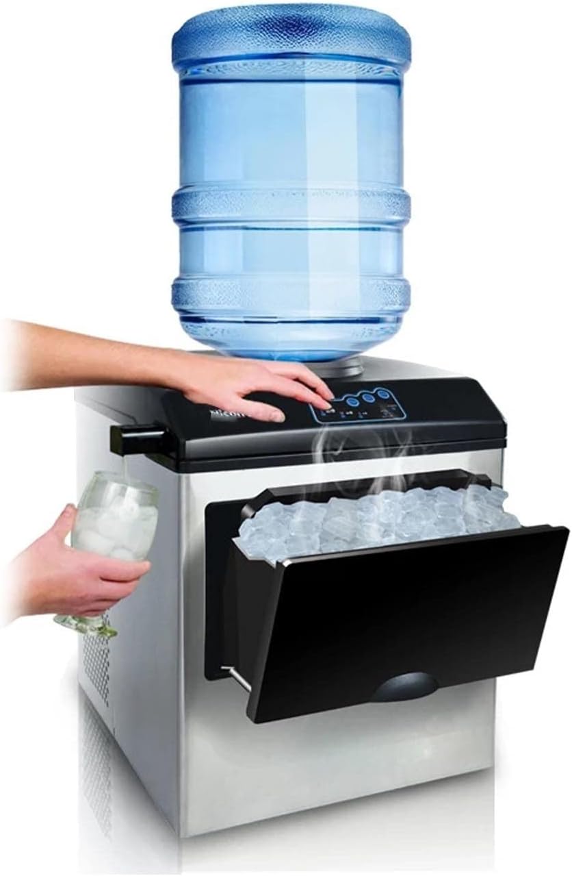 PanHuiWen Maszynka do lodów – 30 kg, 452 mm, Szary, stal nierdzewna – kostkarka do lodu, Maszyna do lodów kg / 24, przenośne, przemysłowe