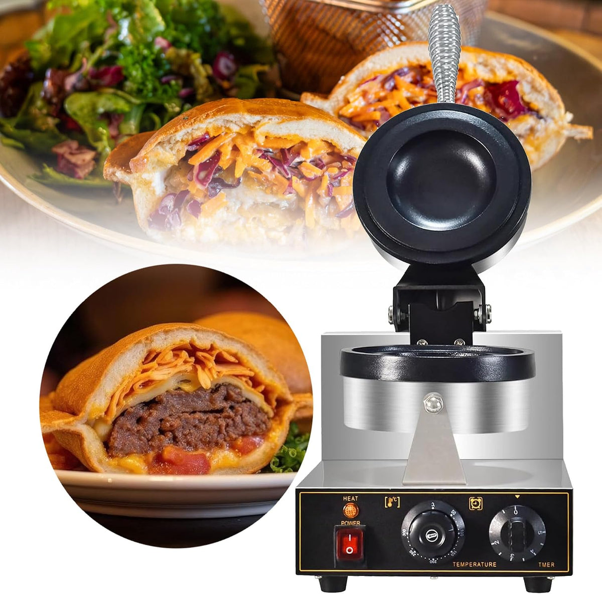 Grill VNATWGOO, 1300 W, 220 V, 280 mm – Czarny, Hamburgery, maszyny do gotowania, maszyny Panini – Prasa, panini i croque- monsieur