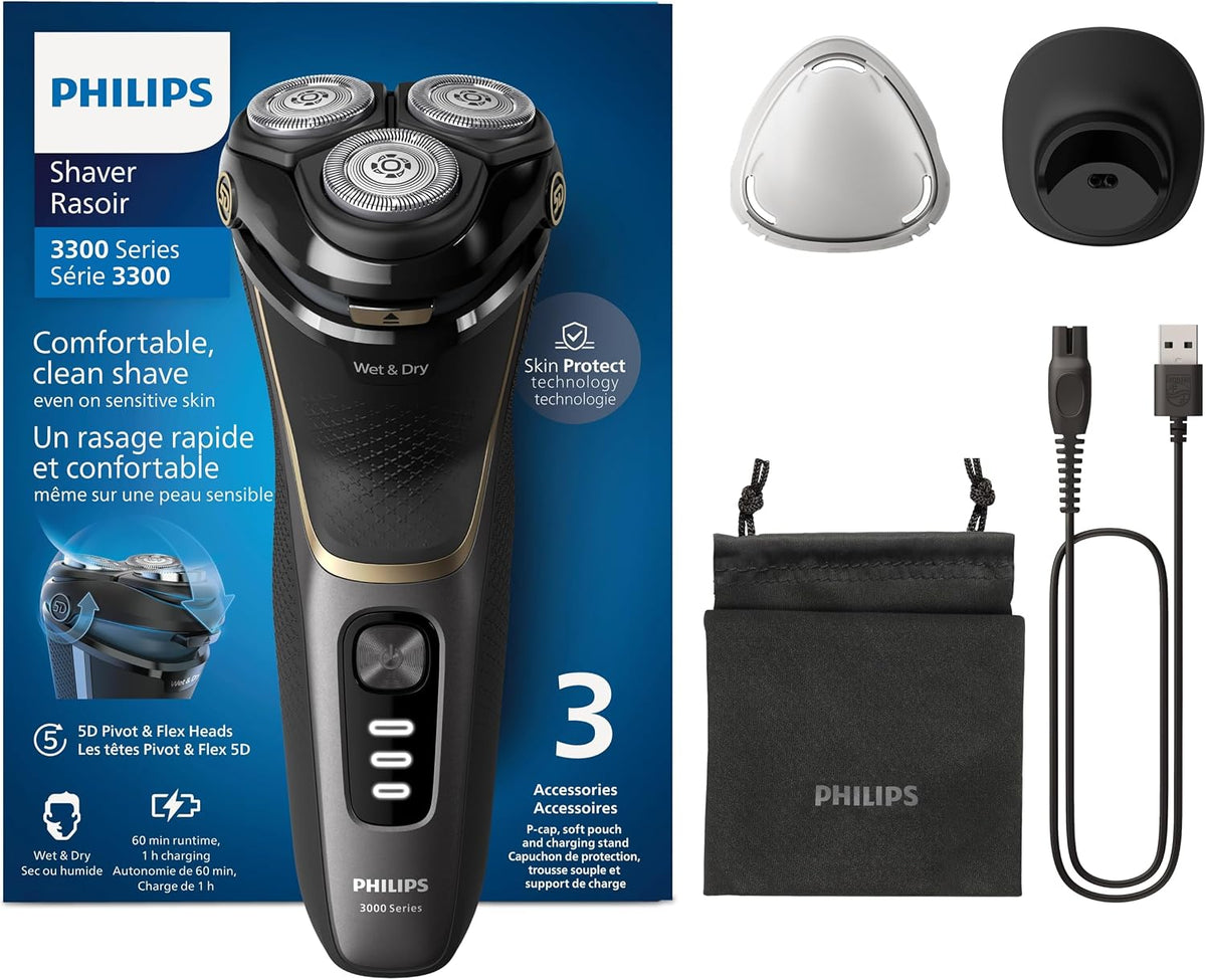 PHILIPS Ostrokrzew paragwajski, S3342 – Czarny, Series 3000 S3342 / 13 do ściągnięcia, Shaft, Pokrywa – Płyta IPS