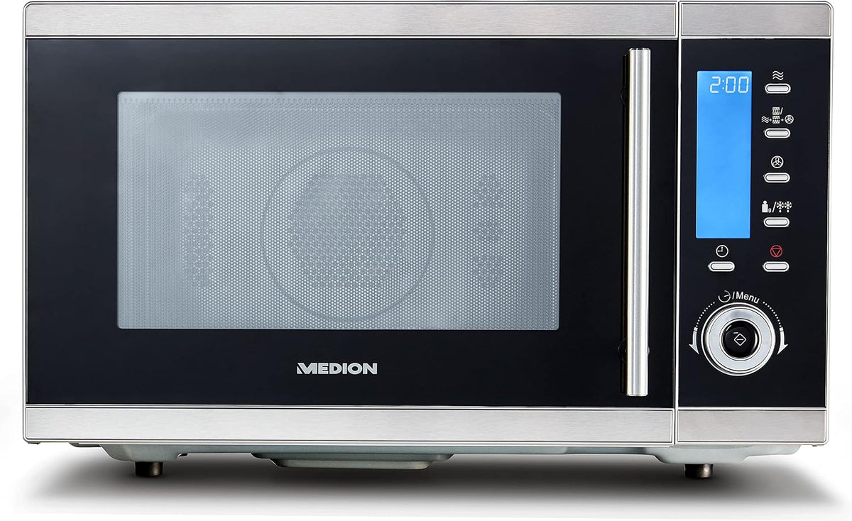 MEDION Grill, 25 l – 2500 W, 33 x 35 x 23 cm, Srebrny, Piec elektryczny – 900 / 1100, 10 programów, srebro, MD 15501