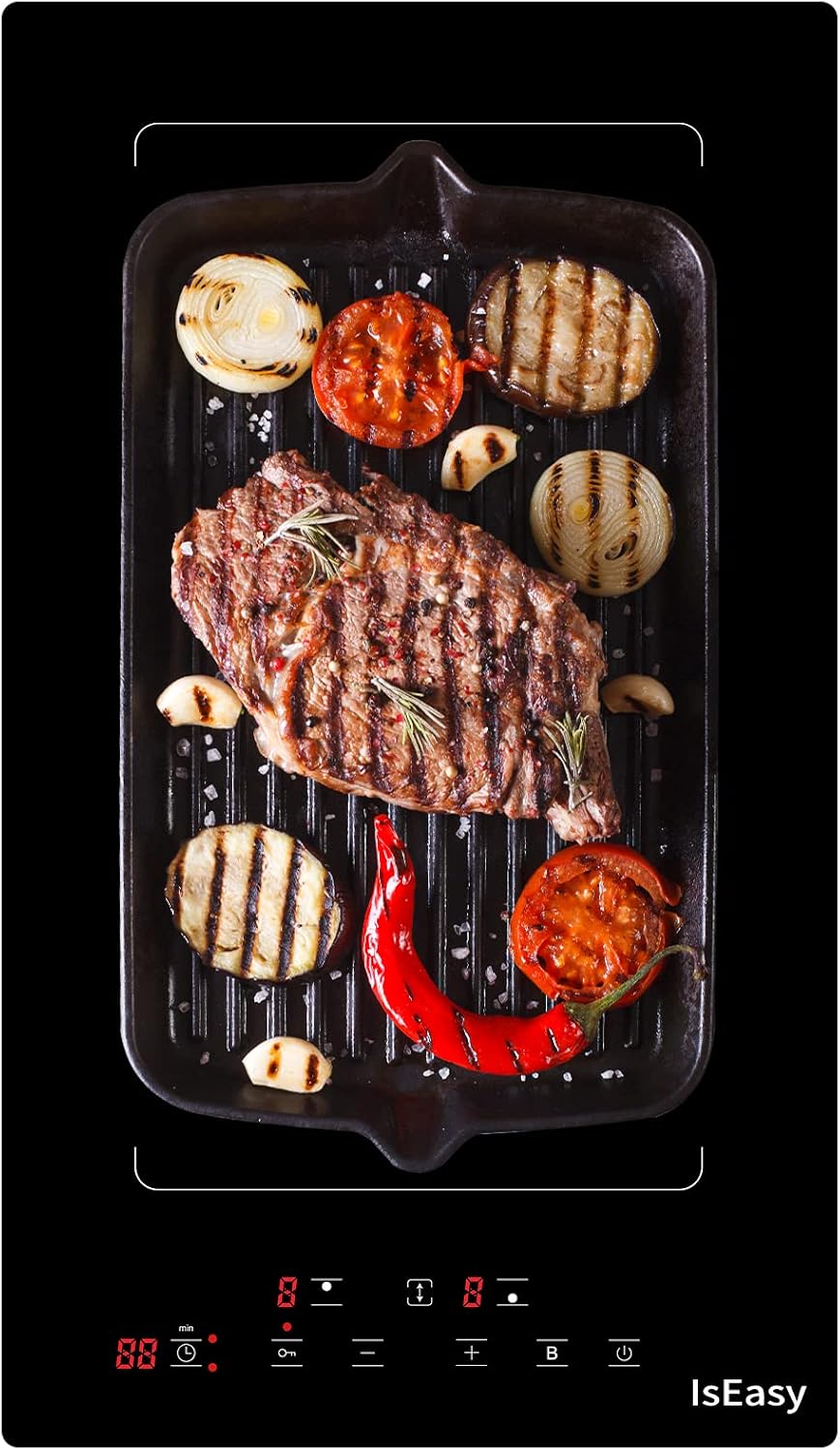 Płyta indukcyjna IsEasy, kuchenka indukcyjna – 3400 W, 51 cm, Czarny, płyta grzewcza – 2 pola grzewcze, indukcyjny stół do gotowania, Boost, built- in
