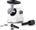 Bosch Maszynka do mielenia mięsa, MFWS420W, 1900 W – 2,5 kg, Biały/Czarny, metal, Maszynka do mielenia MultiPower Serie 4 MFWS420W – funkcja Revers