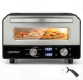 COSTWAY Piec do pizzy – 32 cm, 1700 W, 11.5 l, Czarny / Srebrny – Pizza piekarnik elektryczny, 6 programów, licznik czasu